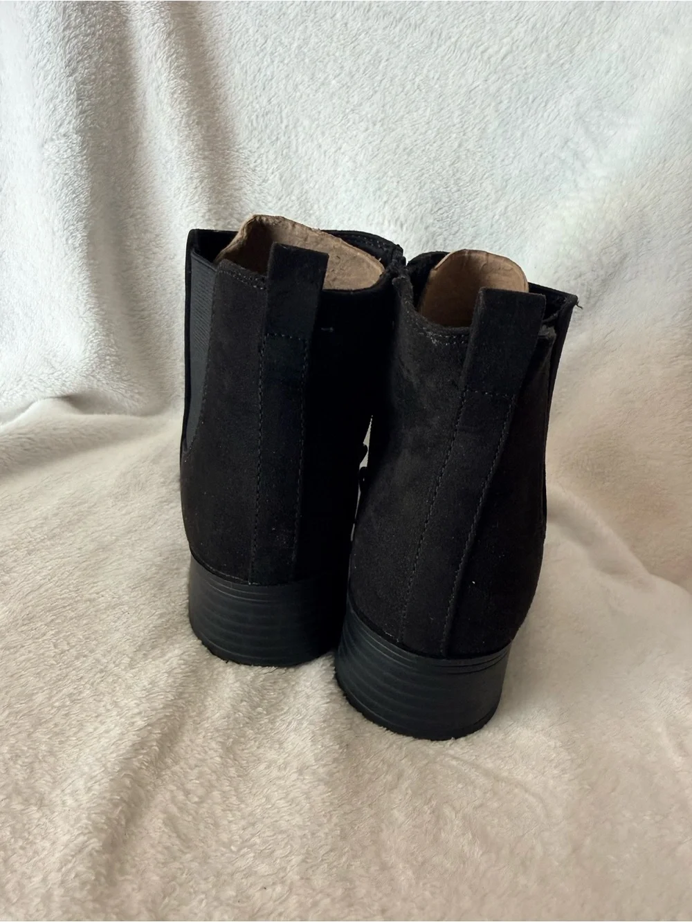SO Black Suede Ankle Booties with Side Zip